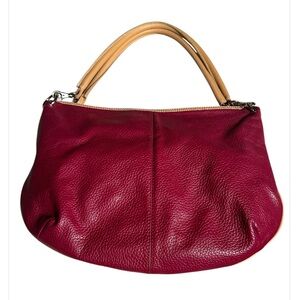 Maxx New York Burgundy Leather Double Handle Bag